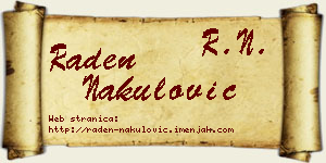 Raden Nakulović vizit kartica
